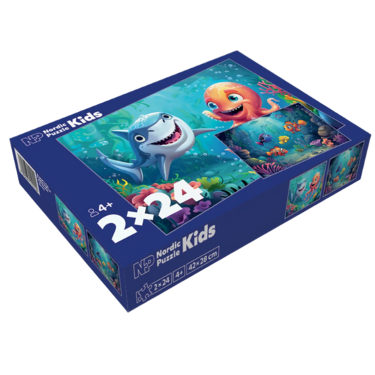 Puslespill 2x24 brikker : Under vann