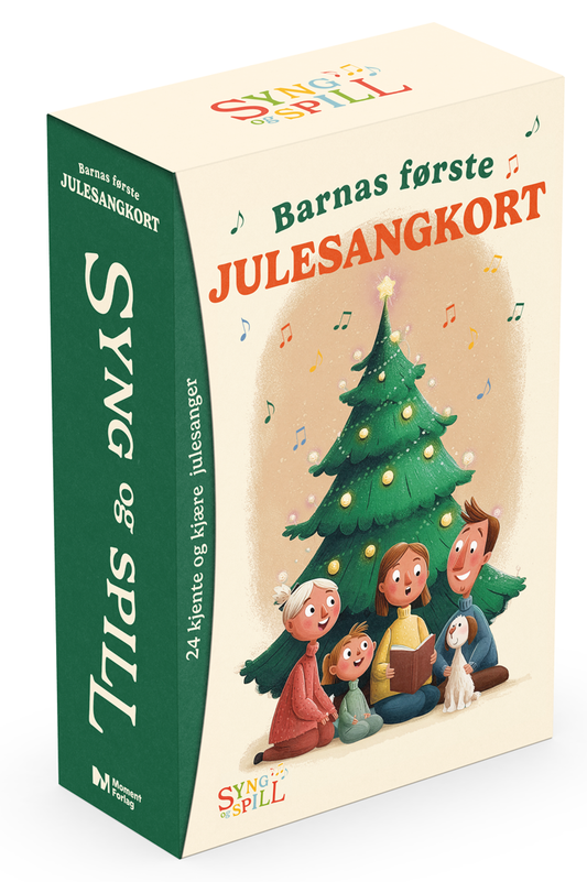 Barnas første julesangkort, esken sett forfra